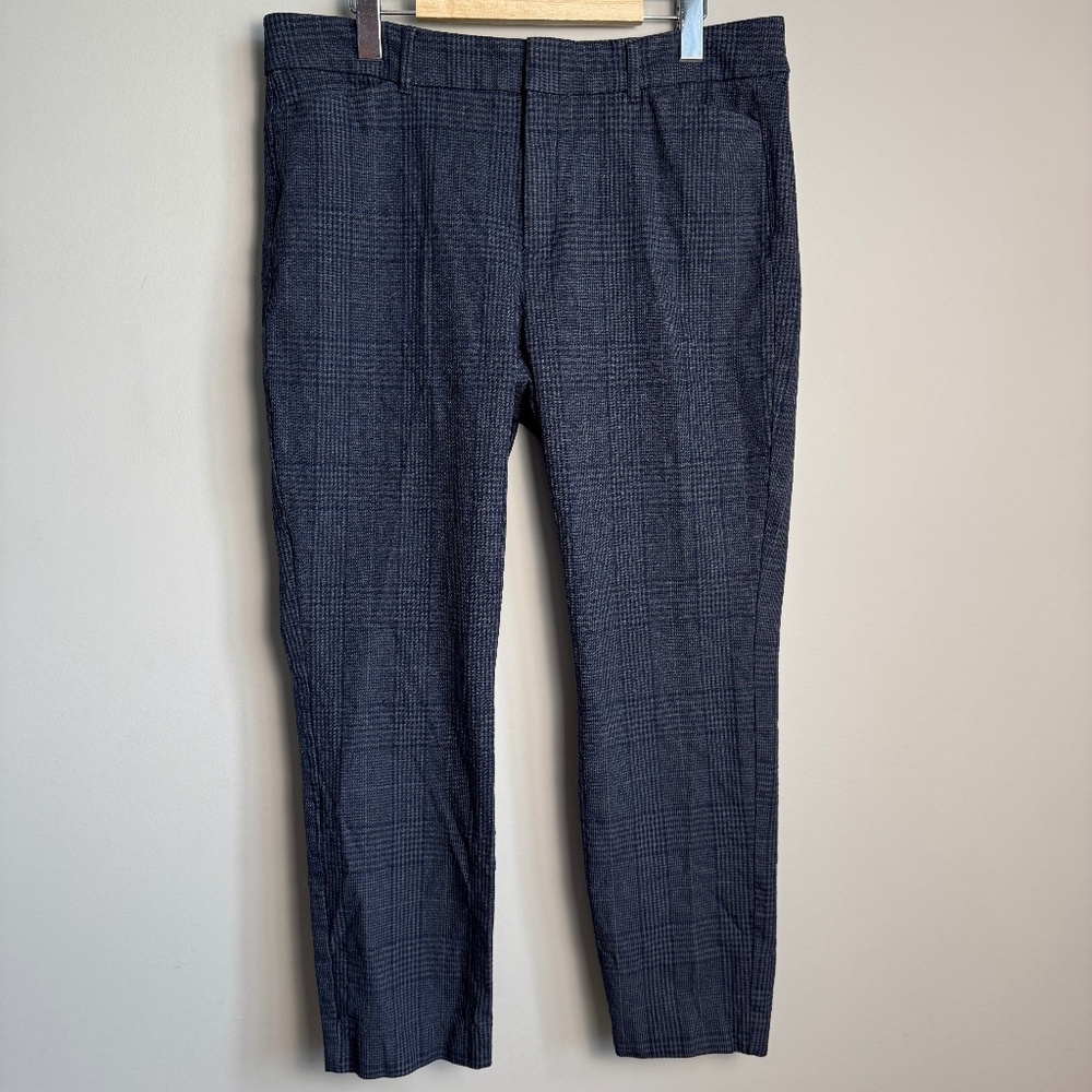 Old Navy Pixie High Rise Plaid Ankle Pants Blue Size 14 Stretchy Preppy Office